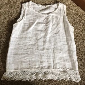 Laura Bianchi White Linen Shirt Sz L